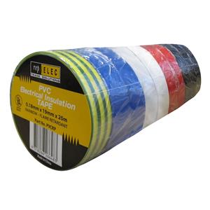 Repelec 20m x 19mm Assorted PVC Electrical Insulation Tape - 10 Pack