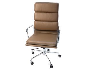 Replica Eames High Back Soft Pad Executive Desk / Office Chair - Solid Brown
