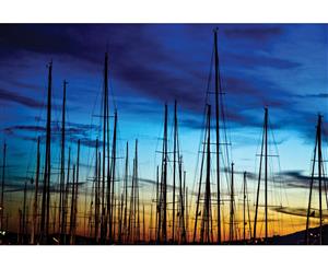 Sailing Boat Masts at Sunset Canvas Print