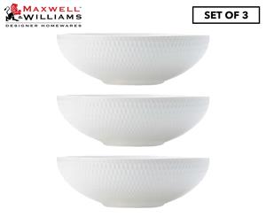 Set of 3 Maxwell & Williams 18.5cm White Basics Diamonds Coupe Bowl