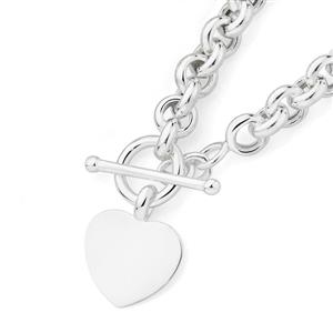 Silver 19.5cm Belcher Fob Heart Bracelet