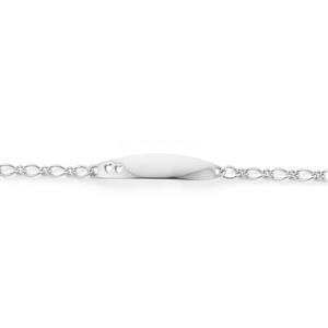 Silver Oval Identity with Double Heart Childs Bracelet