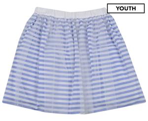 Simonetta Girls' Tulle Stripe Skirt - Pastel Blue