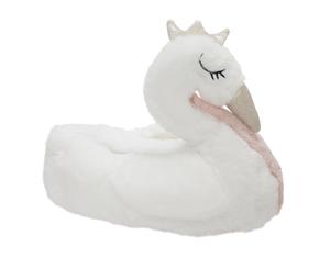 Slumberzzz Womens/Ladies Swan Slippers (White/Pink) - SL729