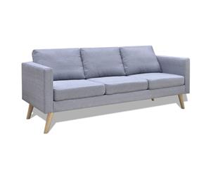 Sofa Fabric Light Grey 3 Seater Modern Couch Lounge Suite Furniture