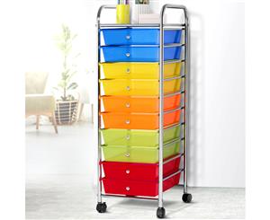 Storage Drawers Organiser Rolling Trolley Cart Portable Tool Toy Storage Box Shelf Shelves Rack Unit Stand Office Home 10 Drawer Multicolour