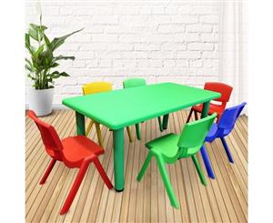 1.2M Kid's Adjustable Rectangle Table with 6 Chairs Mix Set With Green Table