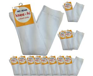 12pcs Unisex Knee High School Plain Cotton Socks - White
