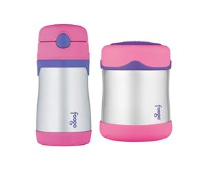 2pc Thermos 290ml Foogo Vacuum Insulated Stainless Steel Food Jar Bottle Pink