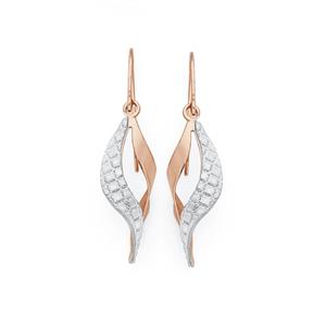 9ct Rose Gold on Silver Wave Drop Earrings