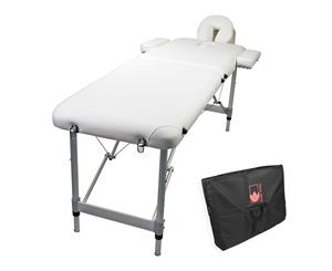 Aluminium Portable Beauty Massage Table Bed 2 Fold 55cm WHITE