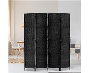 Artiss 4 Panel Room Divider Screen Privacy Rattan Dividers Stand Fold Woven Bk