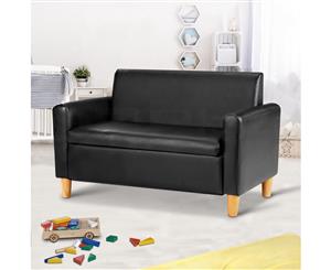 Artiss Storage Kids Sofa Children lounge Chair Couch PU Leather Padded Black