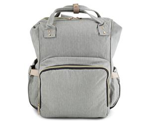 Baby Maternity Nappy Backpack w/ Changing Pad & Clear Zipper Bag - Light Grey