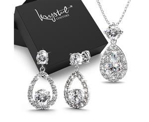 Boxed Bloom Clear Created Diamonds Necklace and Earrings set