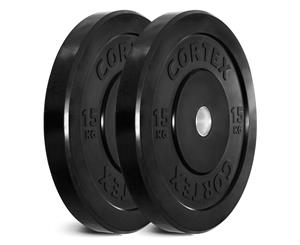 Cortex Black 15kg Olympic Bumper Plate (Pair)