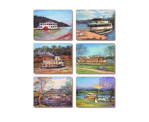 Country Kitchen PADDLE STEAMER Cinnamon Cork Back Placemats Set 6