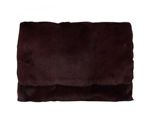 Dolce & Gabbana Bordeaux Leather Mink Fur Clutch Handbag