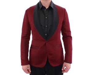 Dolce & Gabbana Red Burgundy Slim Fit Smoking Blazer