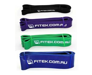 FITEK 41inch Powerband Resistance Package - Pack of 4 Bands Black Purple Green & Blue
