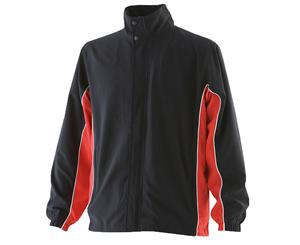 Finden & Hales Kids Unisex Full Zip Contrast Sports Track Top / Tracksuit Top (Black/Red/White) - RW454