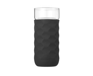 Honeycomb Anti-skid Glass with Silicone Sleeve 380ml in Black
