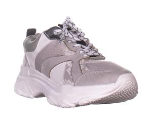 I35 Glenda Chunky Lace Up Sneakers White/Gray Snake