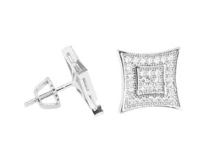 Iced Out Bling Micro Pave Earrings - KITE 10mm - Silver