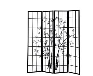Levede 4 Panel Room Divider Screen Door Stand Privacy Fringe Wood Fold Bamboo
