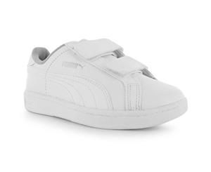 Puma Kids Boys Smash Trn Childrens Shoes Leather Sport Side Logo Shoes Trainers - White/White