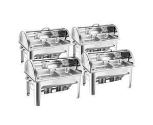 SOGA 4X Stainless Steel Roll Top Chafing Dish 2*4.5L Dual Trays Food Warmer