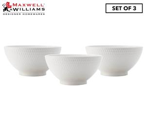 Set of 3 Maxwell & Williams 20cm White Basics Diamonds Noodle Bowl