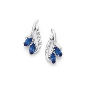 Silver Marquise Sapphire & CzEarrings