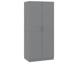 Wardrobe Grey Chipboard Garment Cupboard Home Closet Storage Organiser