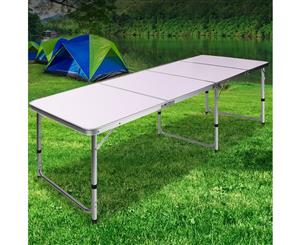 Weisshorn Folding Camping Table 6-8 Person Adjustable Height Portable Picnic Outdoor Garden BBQ Dining Desks