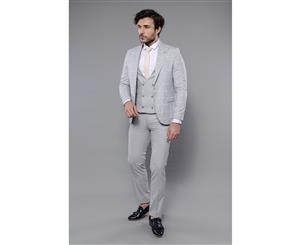 Wessi Slimfit 3 Piece Checked Light Grey Vested Suit