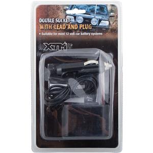 XTM Double Socket With Lead and Plug 12V 10A