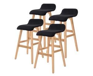 4X Oak Wood Bar Stool Dining Chair Fabric SOPHIA 65cm BLACK