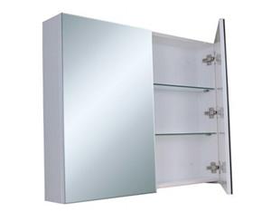 900*750*155mm Pencil Edge White Shaving Cabinet With Mirror PVC Polyurethane White Tempered Glass Shelves