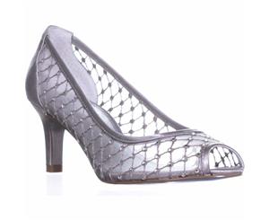 Adrianna Papell Jamie Peep Toe Mesh Caged Pumps Silver