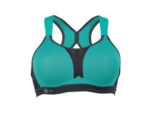 Anita Active 5537-364 Women's DynamiX Star Peacock Blue and Grey Non-Wired Non-Padded Full Cup Sports Bra