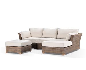 Coco Lounge - Package A - Modular Outdoor Chaise Lounge - Outdoor Wicker Lounges - Brushed Wheat Cream cushions