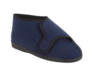 Comfylux Mens Gerry Superwide Bootee Slippers (Navy Blue) - DF827