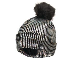 Dare 2b Girls Convince Fleece Lined Bobble Beanie Hat - Blk Metallic