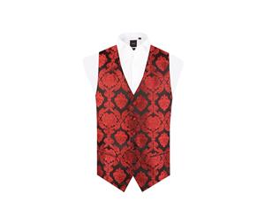 Dobell Boys Red Victorian Jacquard Vest Regular Fit