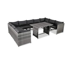Garden Sofa Set 32 Pieces Poly Rattan Grey Chair Table with Cushion