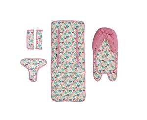Keep Me Cosy Baby Pram Liner Set + Head Support & Harness Covers - Flamingo