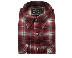 Men's Flannelette Shirt Check Vintage Long Sleeve - 91 (Half Placket)