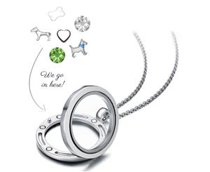 Mestige I Love Dogs Floating Necklace w/ Swarovski Crystals - Silver