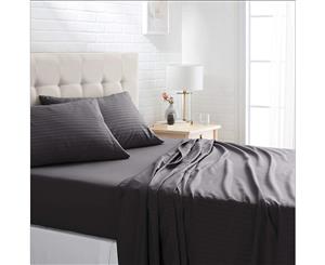 Queen Size 4 Piece Bed Fitted & Flat Sheet Set - Grey